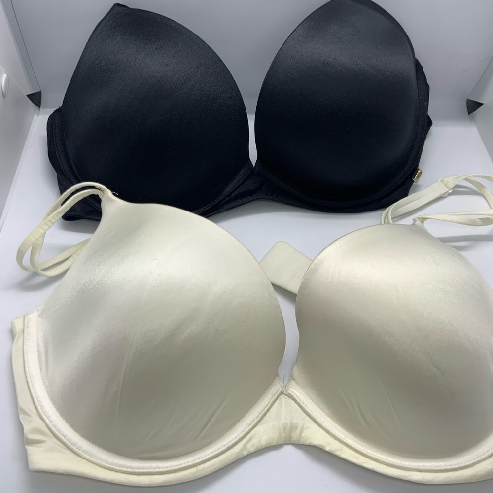 2-VICTORIA’S SECRET BRAS Elegant Black and Cream Women's Bra Set